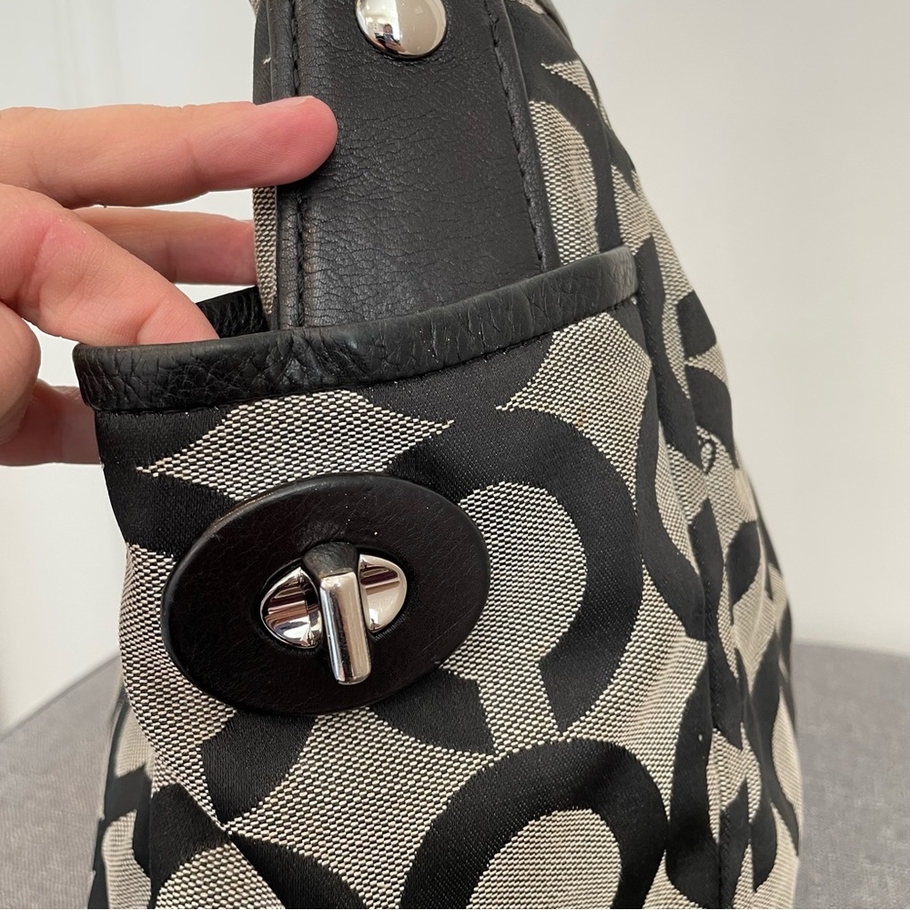 COACH Parker Op Art Slouchy Hobo Bag - Gray/Black/Silver 13427 - Picture 5 of 14